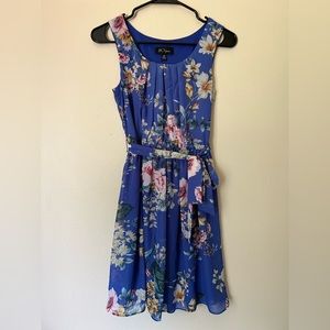 BCX Floral Dress with Tie Belt